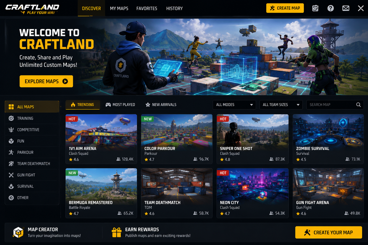 Add image here — a Craftland custom map screenshot