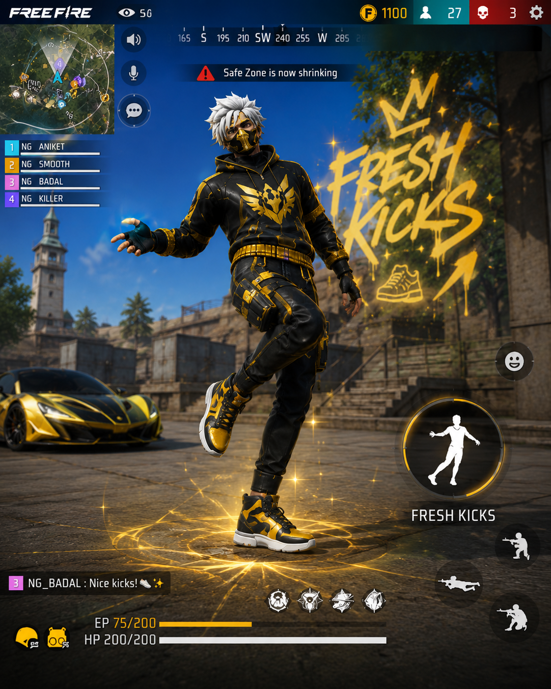 Add image here — Fresh Kicks emote with matching outfit